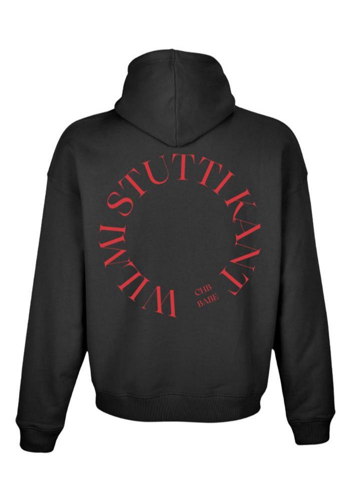 CHB BABE Hoodie Black Unisex von hinten mit dem Print "WILMI STUTTI KANT"