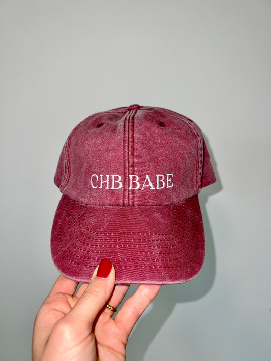 Baseball Cap in Dunkelrot, Vintage Style. 